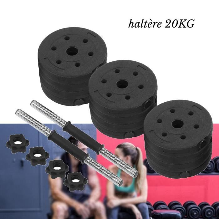 VAG Set d'haltères 20kg: 1 - 25 kg*4 - 1 - 5 kg*4 - 2 kg*4 - 2 - 5 kg*4 Disques poids réglables professionnel de l'exercice -PT31