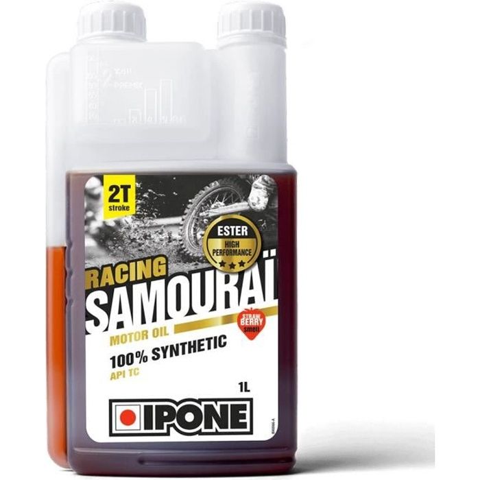 Huile moteur IPONE Racing Samouraï 2T - Senteur Fraise - 1 Litre