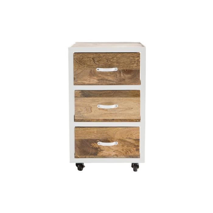 Miliboo - Caisson de bureau design industriel manguier et métal blanc PUKKA