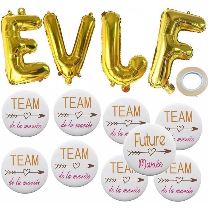EVJF Ballon Guirlande+9PCS Badges Team de la mariée,Accessoire pour Enterrement de Vie de Jeune Fille ,Cadeau pour la Future Mariée