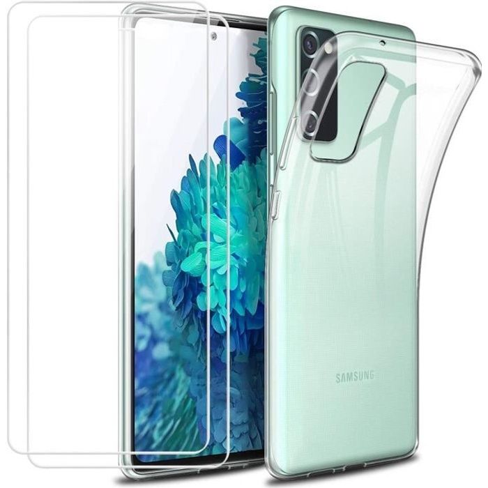 Coque Samsung Galaxy S20 FE + 2x Verre Trempé - Protection Transparente Souple TPU avec Dureté 9H