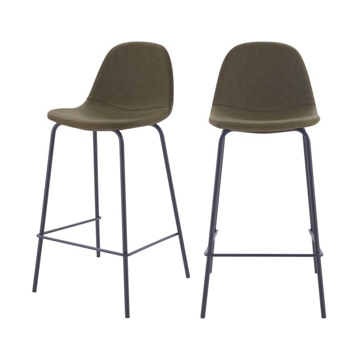 Chaise de bar Henrik vert kaki 65 cm (lot de 2)