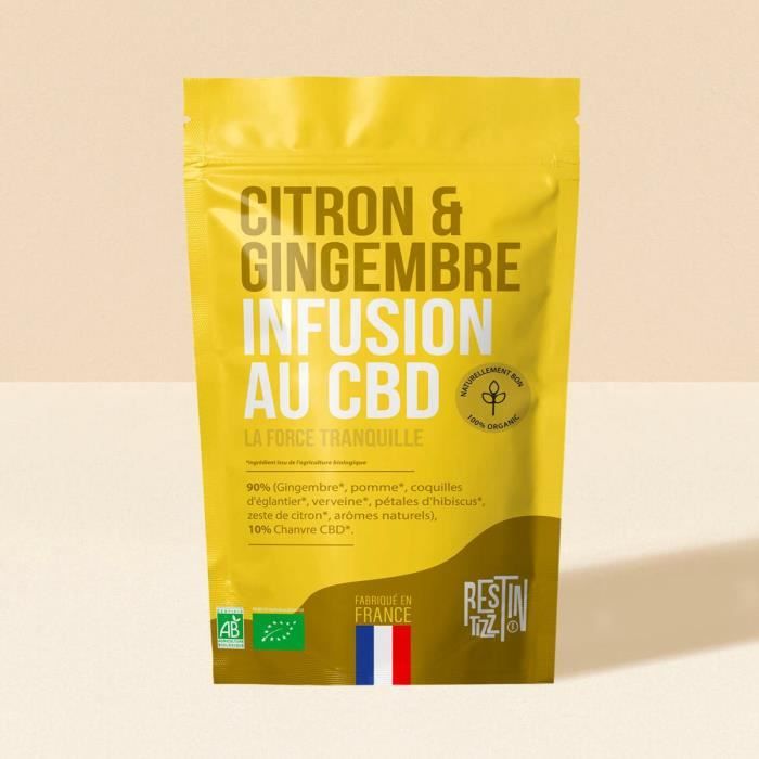 Infusion BIO au CBD 50G Citron Gingembre détente stress apaisante vitalité