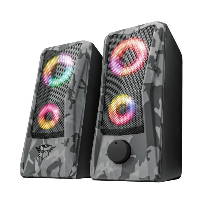 Trust Gaming GXT 606 Javv Enceintes PC Gamer 2.0, 12W, Éclairage LED RGB, Alimentation USB