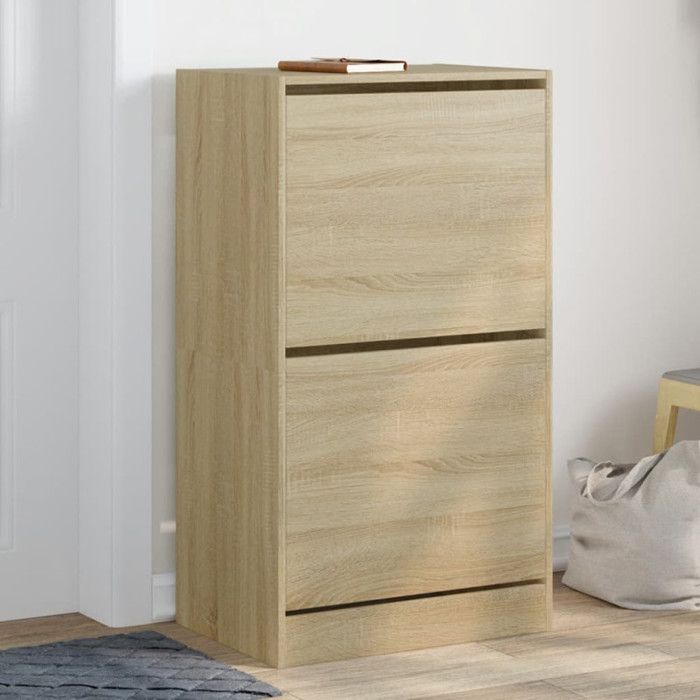 vidaXL Armoire à chaussures 2 tiroirs rabattables chêne sonoma 3214387