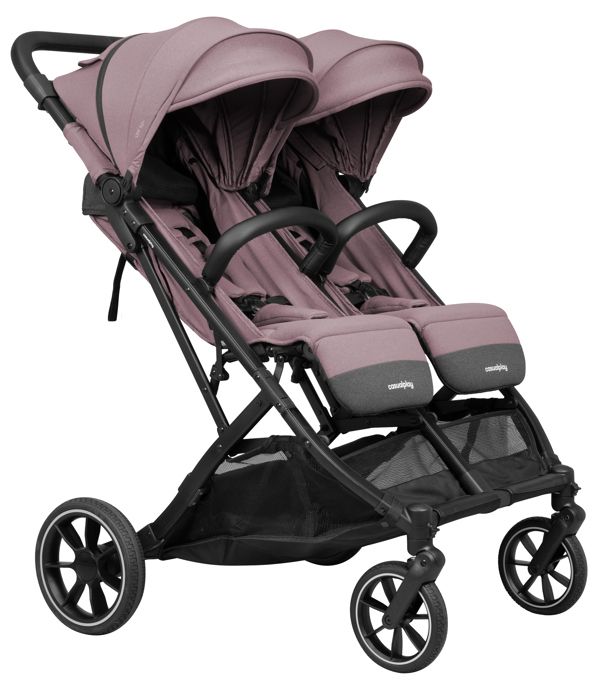 CASUAL PLAY TOUR TWIN MAX MISTY PINK poussette jumelle légère et ultra pliante-homologation naissance 0-22 kg.habillage pluie