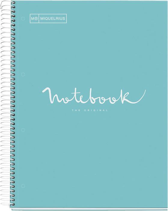 Cahier Miquelrius Emotions A4 - 120 Pages Quadrillées 5mm, 5 Bandes Couleur, Couverture Rigide - Rose