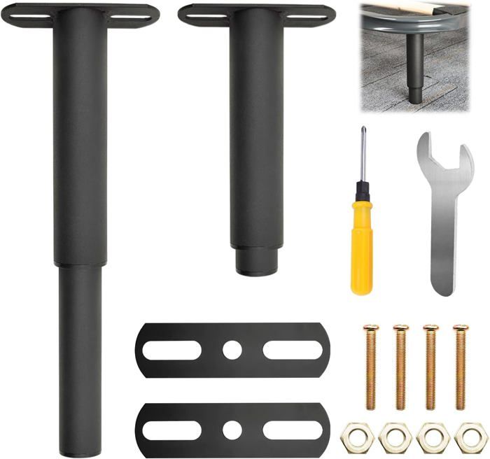 4 Pieds Réglables Dechoga Pour Lit Ou Meuble - Acier Noir, Hauteur 18-33 Cm, Charge 400 Kg