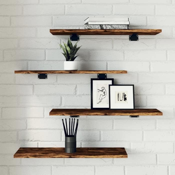 vidaXL Étagères Murales 4 pcs Tablettes Suspendues avec Rangement Étagères à Livres Flottantes Décorations de Salon 838231