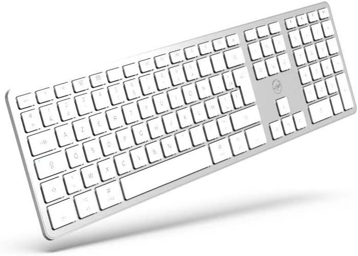 Clavier français AZERTY sans fil pour Mac – blanc et argenté