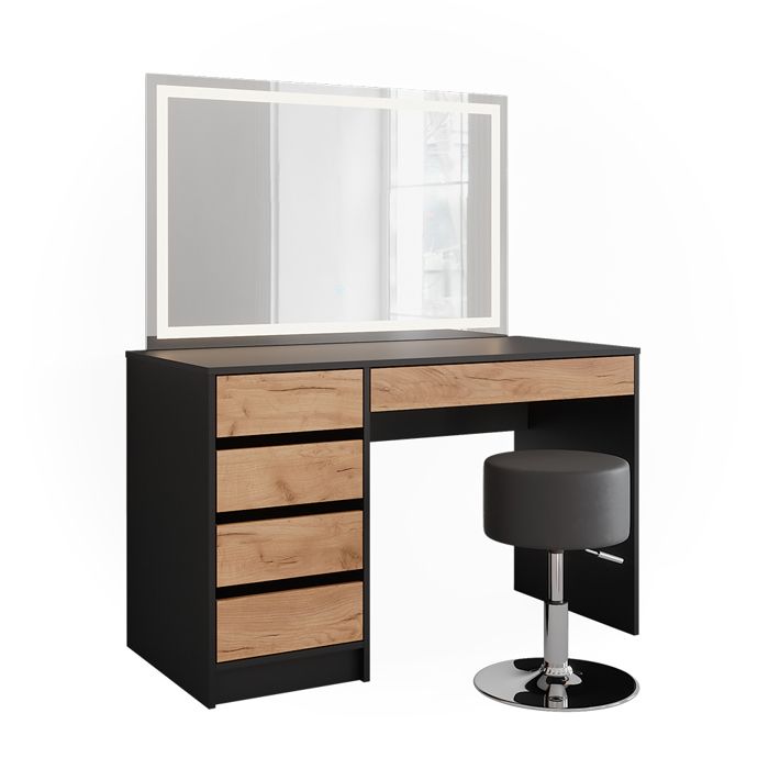 Coiffeuse Sherry 120x145cm avec miroir LED et tabouret Anthracite/Chêne doré Vicco 52026 Coiffeuse Sherry 120x145cm avec miroir LED et tabouret Anthracite/Chêne doré Vicco 52026