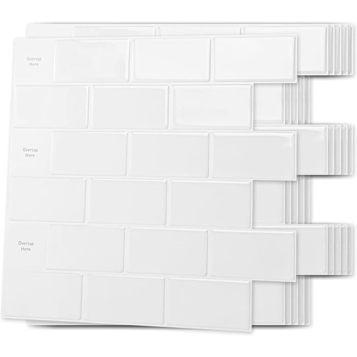 Lot de 10 carreaux muraux adhésifs en PVC pour salle de bain