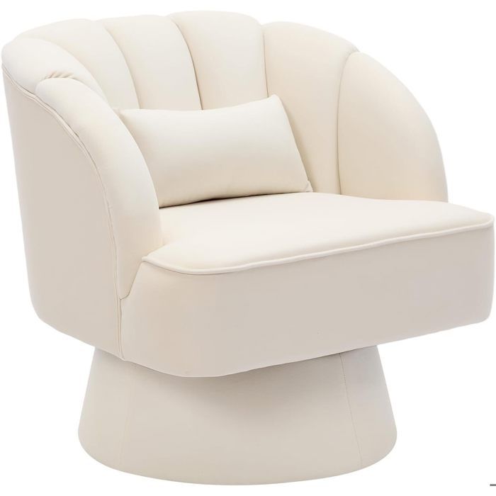 Fauteuil de salonpivotant à 360 degrés en velours rembourréStyle Scandinave pour Salon ChambreBEIGE
