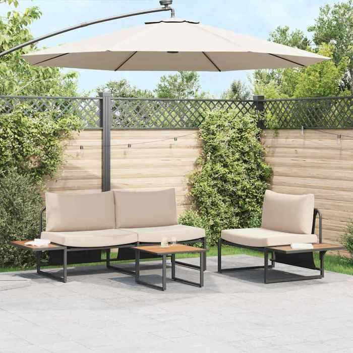 vidaXL Ensemble Canapés Jardin 3 pcs - vue 2