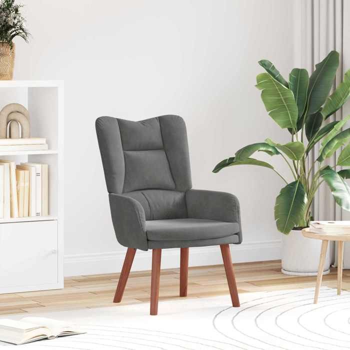 vidaXL fauteuil Gris foncé 63 x 67 x 94 cm Velours 42001804