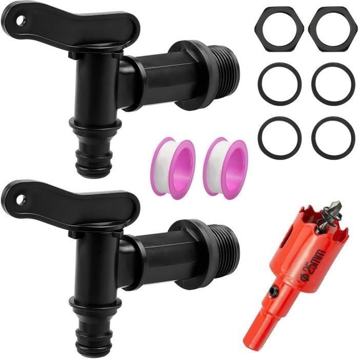 Distributeur Tonneau 3/4 Pouce Robinets De Cuve Plastique - Lot De 2 Avec Ruban PTFE | 3/4 Pour Récupération Eau Pluie Recuperateur D Eau De Pluie Distributeur Tonneau 3/4 Pouce Robinets De Cuve Plastique - Lot De 2 Avec Ruban PTFE | 3/4 Pour Récupération Eau Pluie Recuperateur D Eau De Pluie