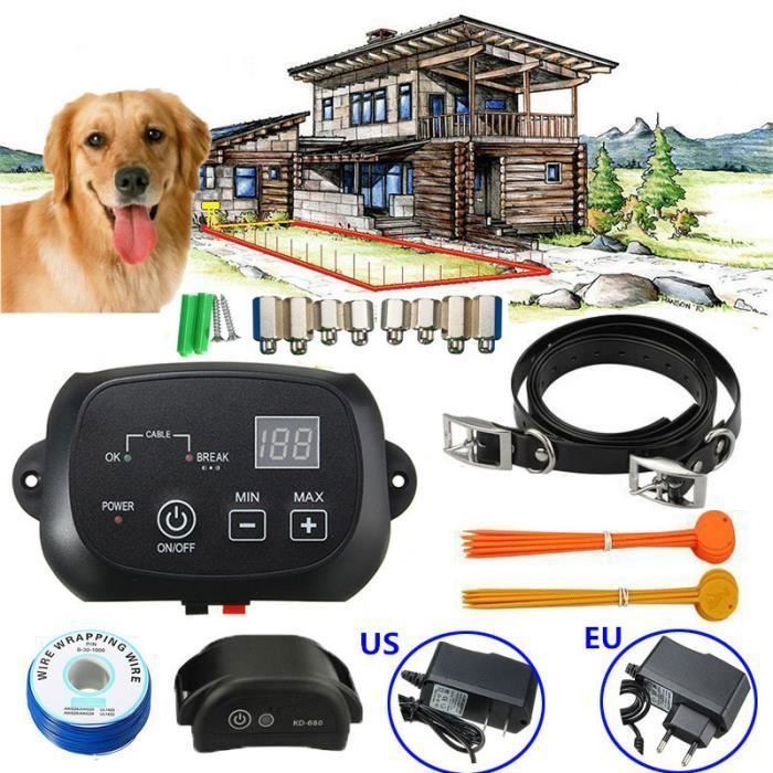 Meilleurs prix pour Chien Collier Électrique Anti Fugue Choc Dressage Clôture Invisibe Rechargeable EU YYV