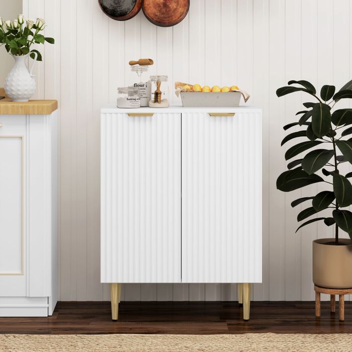 Buffet cuisine meuble de rangement avec 2 portes étagère réglable pieds métalliques surélevés 60 x 40 x 80 cm blanc