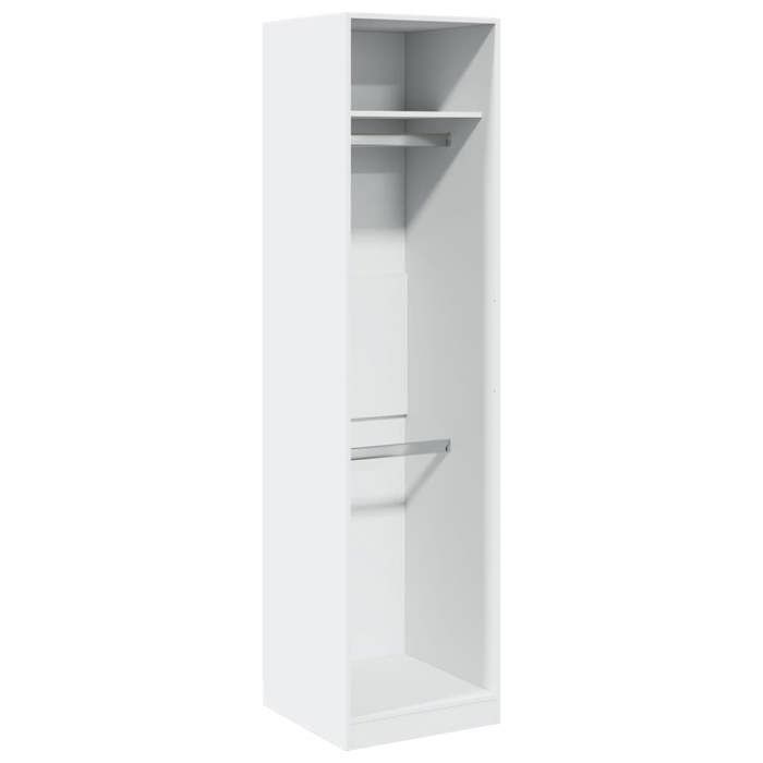 Blanc Garde-robe CLARENCE Armoire penderie Pour chambre Blanc 50x50x200 cm Bois dingénierie LV1447
