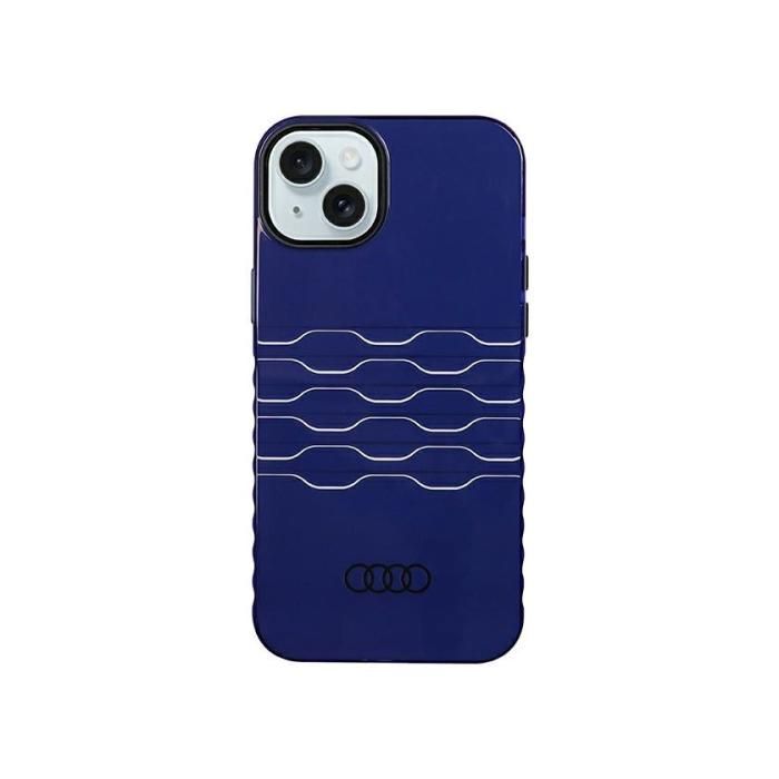 Coque rigide - AUDI - iPhone 15 Plus - MagSafe - Bleu marine - Protection antichocs & anti-rayures