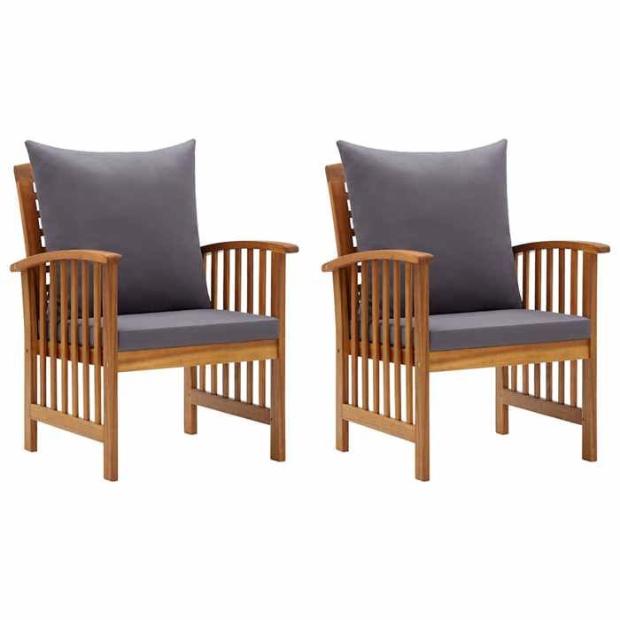 Chaises de jardin en bois dacacia - VIDAXL - Lot de 2 - Coussins inclus - Bois dacacia massif - 59x67x83 cm