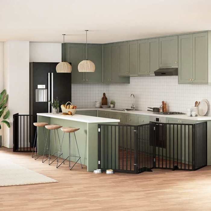 Barrière pour chien pliable - vidaXL - 6 panneaux - Noir - Bois de peuplier - 80x90x2 cm - 480 cm longueur totale Barrière pour chien pliable - vidaXL - 6 panneaux - Noir - Bois de peuplier - 80x90x2 cm - 480 cm longueur totale