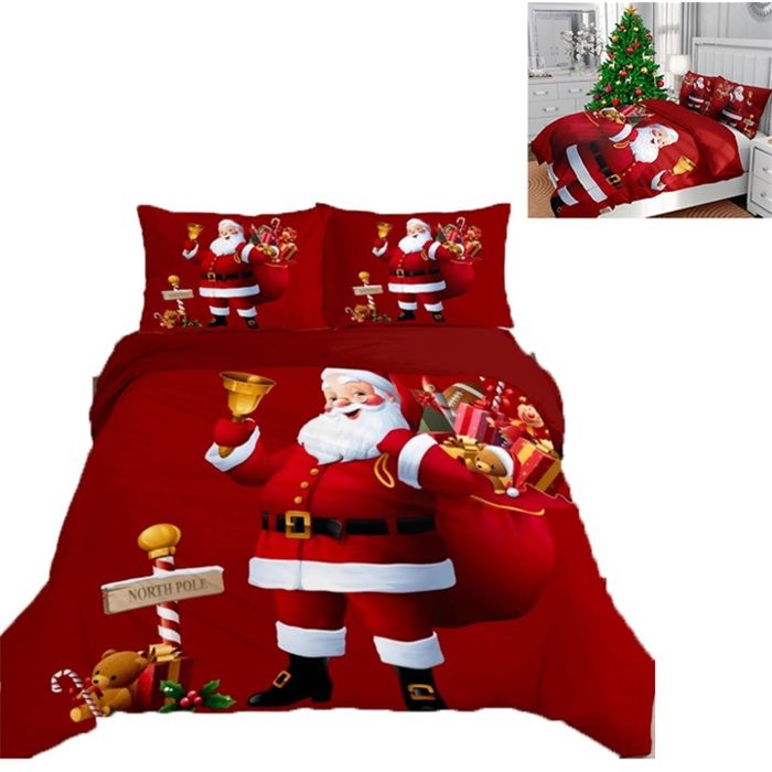 PARURE DE COUETTE Housse De Couette Noël 220X240cm Père Noel Motif Parure De Lit avec 2 Housses De Coussin Cadeau De Noël PARURE DE COUETTE Housse De Couette Noël 220X240cm Père Noel Motif Parure De Lit avec 2 Housses De Coussin Cadeau De Noël