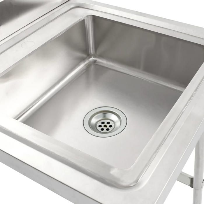 Évier de cuisine en acier inoxydable - WIENS - 60x60x98 cm - Argent - Lavabo simple - Profondeur 20 cm