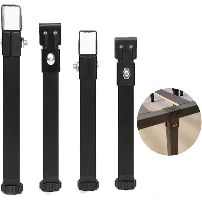4x Pieds Lit Universels Métal Réglables 50cm sans Perçage Sommier Central Label
