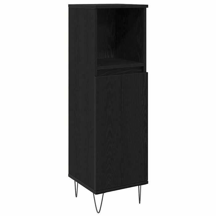 Meuble de salle de bain en 3 pcs - ARMOIRE/COLONNE WC - Chêne noir 30x30x180 cm L5060