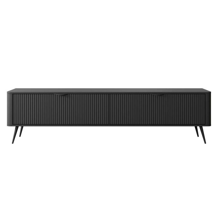 JOUDY - Meuble TV 200cmeffet rainuré - Noir JOUDY - Meuble TV 200cmeffet rainuré - Noir
