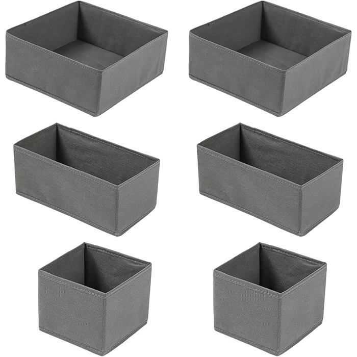 Boite Organisateur Tiroir 6Pcs Boites de Rangement Non-tissé Organiseur de sous-vêtements Pliables Separateur BOITE DE RANGEMENT