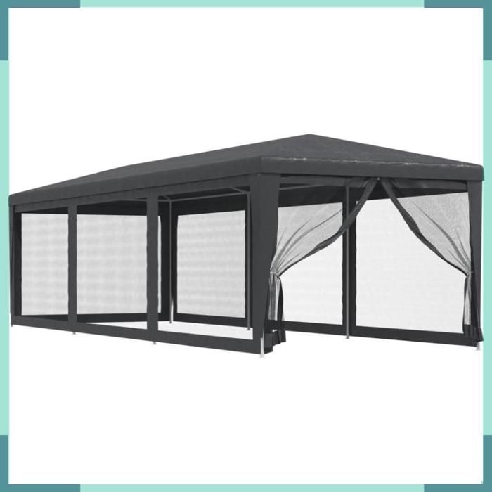 319244 Tente de fête avec 8 parois latérales en maille Anthracite 3x9m