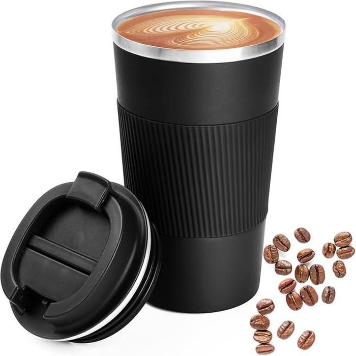 Mug de voyage réutilisable 500 ml tasse à café isotherme portable avec couvercle étanche en acier inoxydable pour eau