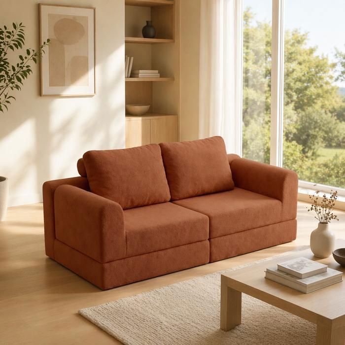 Canapé-lit pliant multifonctionCanape 2 places mousse à mémoire de forme et soutien dorsa peut servir de couchage une place-marron