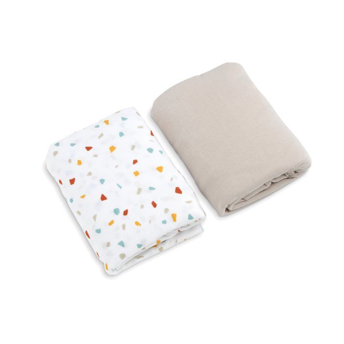 Draps housses en jersey - Petit à petit - Lot de 2 pièces - Dimensions 70x140 cm - Disponible en 60x120 cm