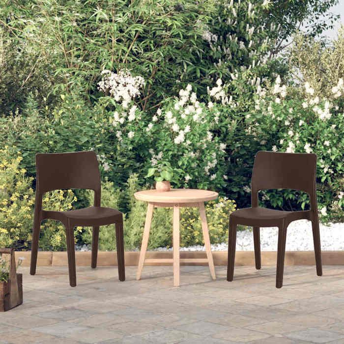 Chaises/Fauteuils de jardin Antirouille (lot de 2) Moka Polypropylène - Meuble dExtérieur LL1222