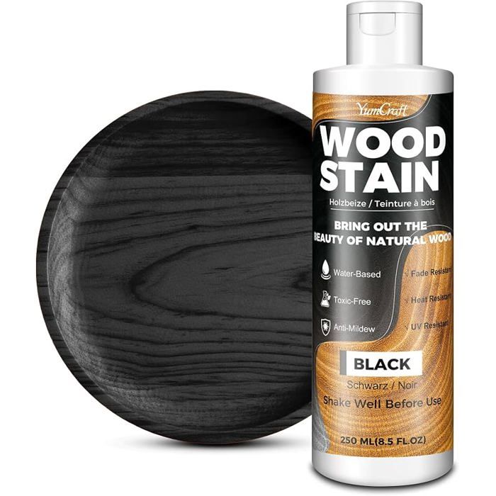 Teinte à Bois 250ml Noir à Base EauLasure et Peinture pour Meubles Intérieurs ExtérieursPortes Pcards ÉtagèresNoir TRAITEMENT