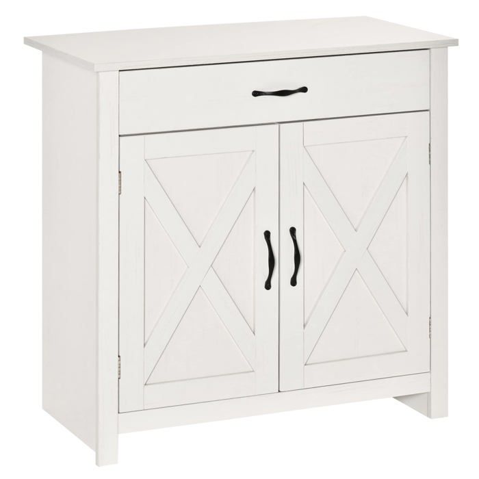 Buffet Salon avec Tiroir 2 Ptes 80 x 397 x 80 cm Blanc Blanc Blanc PETIT MEUBLE DE RANGEMENT