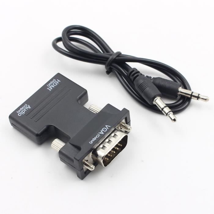 Adaptateur HDMI Femelle Vers VGA Mâle Avec Audio 3,5 Mm - Compatible PC, PS4, Projecteur, Moniteur