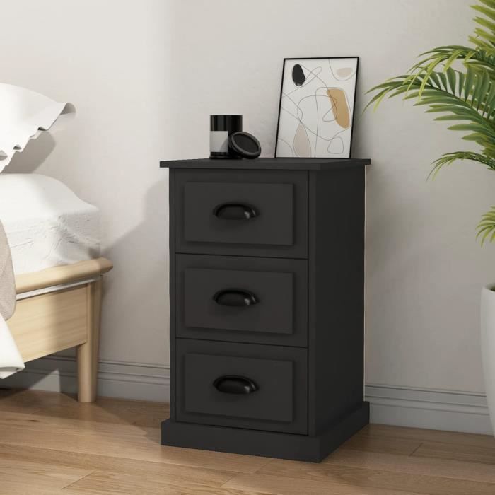 SIB Table de chevet noir 39x39x67 cm bois d’ingénierie 7687684940797 ...