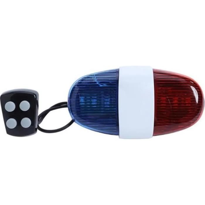 Wopohy Lumière Clignotante Vélo 6 LED Rouge/bleu + Sirène 4 Sons – Avertissement De Sécurité – Fixation Rapide – Piles AA Non Incluses