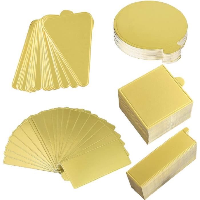 Lot De 100 Socles à Gâteau Dorés - Mini Plateaux Rectangulaires En Carton - Base Luxe Pour Cupcakes, Pâtisseries & Desserts (Grand Format)