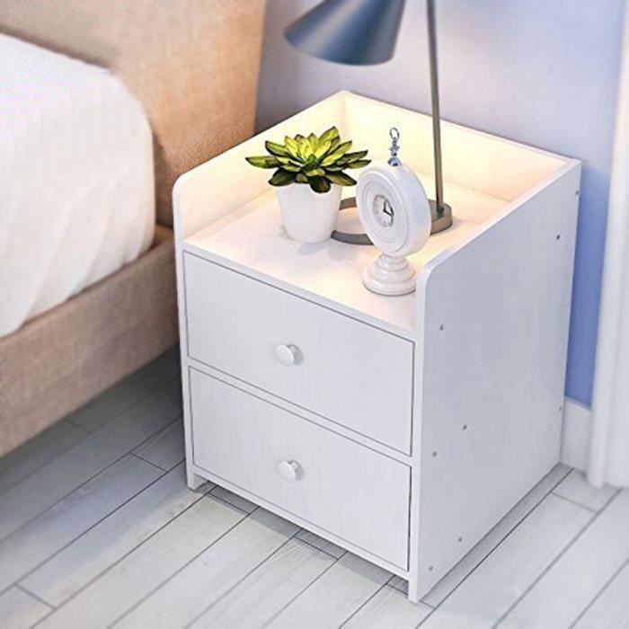 Table De Chevet Blanche Avec 2 Tiroirs Table De Nuit Table D