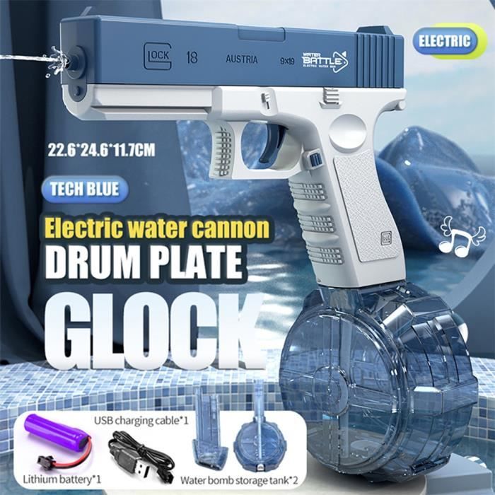 Tambour bleu - Pistolet à eau électrique Glock, jouet de tir entièrement automatique, piscines'été, jouets de