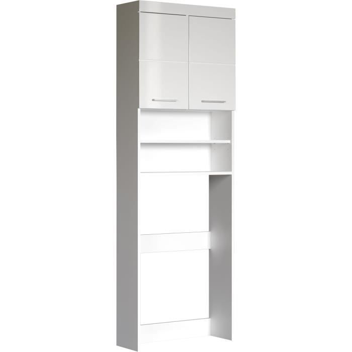 Meuble machine à laver AMANDA - 2 portes - L63 x P24 x H187 cm - Blanc - TRENDTEAM
