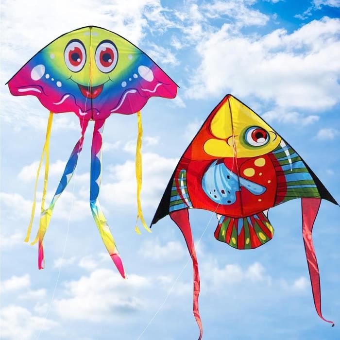 2 Pièces Cerf Volant Enfant Adulte, Cerf Volant Poisson Méduse Pour Enfant  Fille Garcon, Cerf-Volant Grande Taille, Avec Cer[u1667] - Cdiscount Jeux -  Jouets