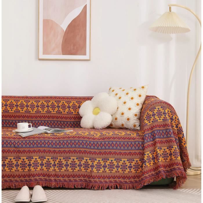 Coton Couverture canapé Tricotées Couverture à Franges Double Face Patchwork Couverture Chaude de décoratifs 180 x 230cm
