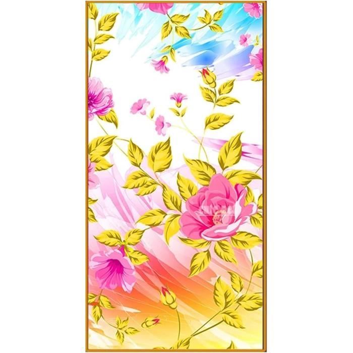Kit Peinture Diamant 5D Grand Format 100x50cm - Fleurs Roses Abstraites - DIY Complet Avec Toile, Diamants, Outils