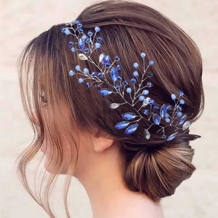 De Mariee Mariage Bandeau Mariee Cheveux Vigne Bleu Cristal Feuille Strass Serre Tete Casque Accessoires Pour Femmeset Les Cdiscount Au quotidien